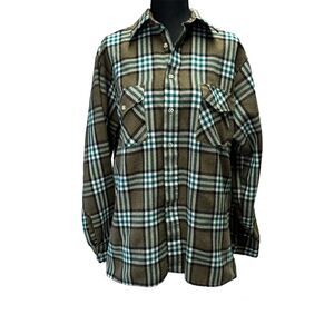 Van Heusen Winterweights Flannel Button‎ Down Acrylic Long Sleeve Shirt Medium